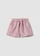 Pink linen and cotton blend shorts with belt for girls, regular fit_0