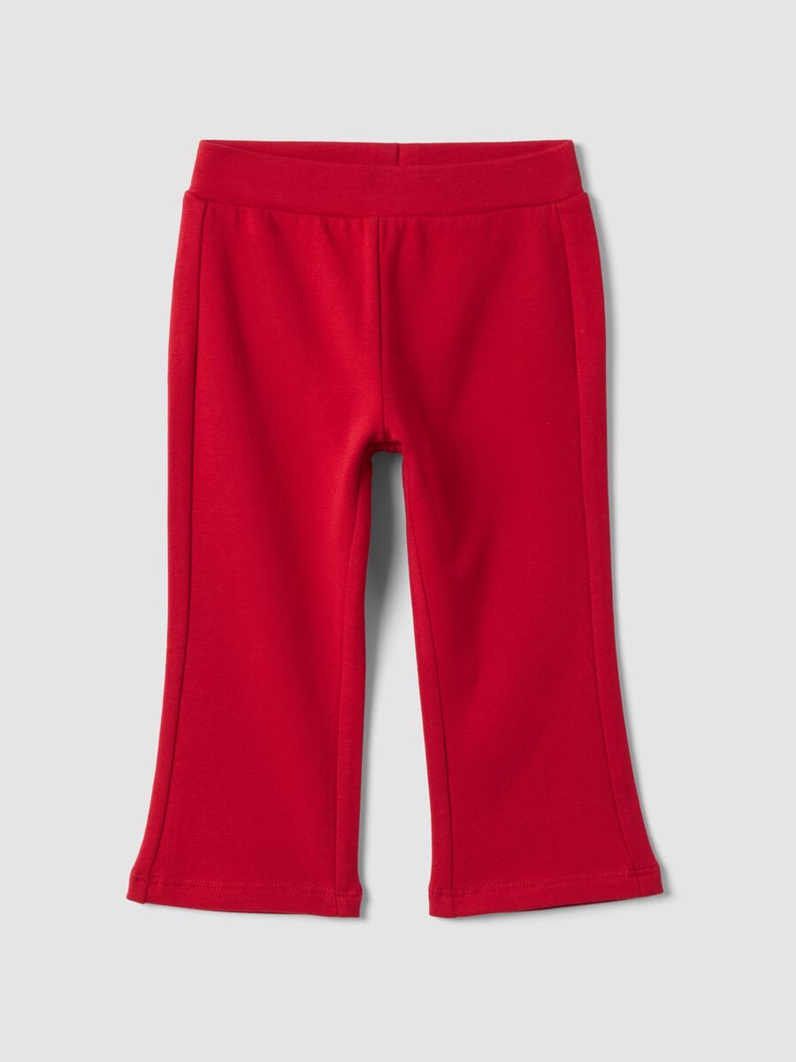 Red stretch cotton leggings_0