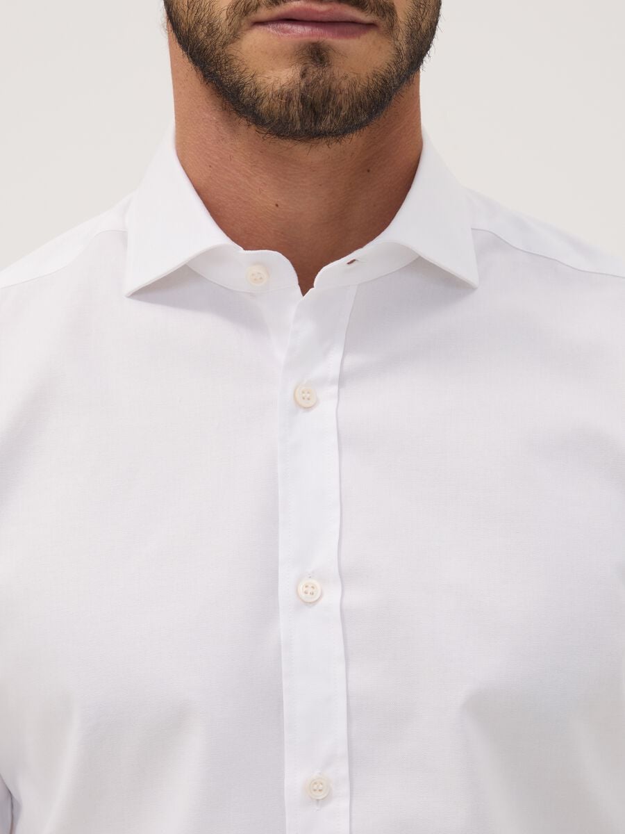 White slim-fit Oxford shirt in pure cotton_1