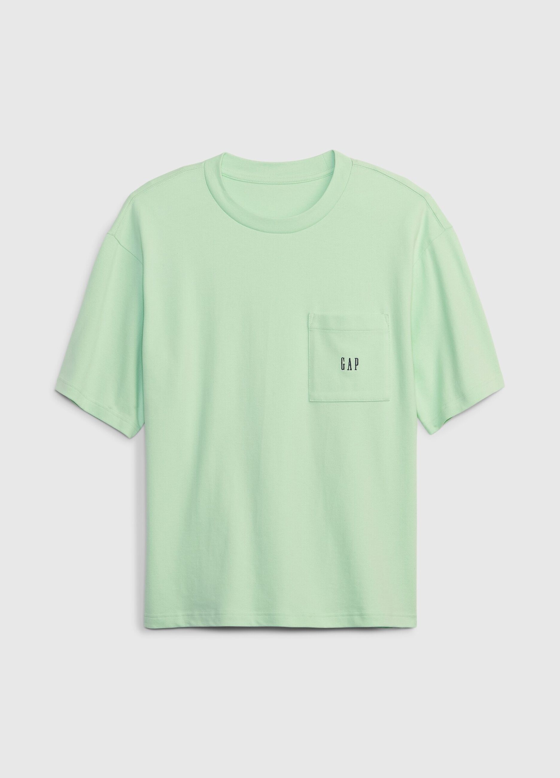 Camiseta de algodón con bolsillo y logo bordado