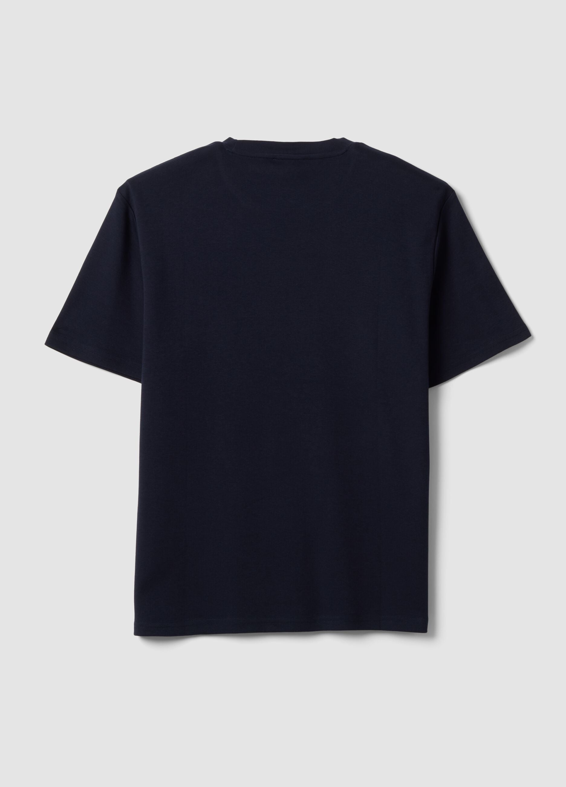 Blue pure cotton short-sleeve T-shirt, relaxed fit