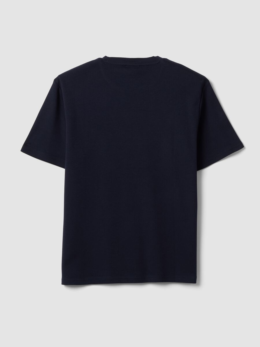 Blue pure cotton short-sleeve T-shirt, relaxed fit_1