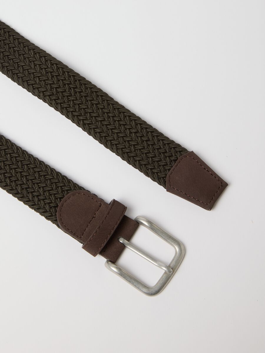 Brown braided belt with metal buckle_2