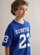 T-shirt azul oversize de algod&atilde;o puro para crian&ccedil;a com estampas_2