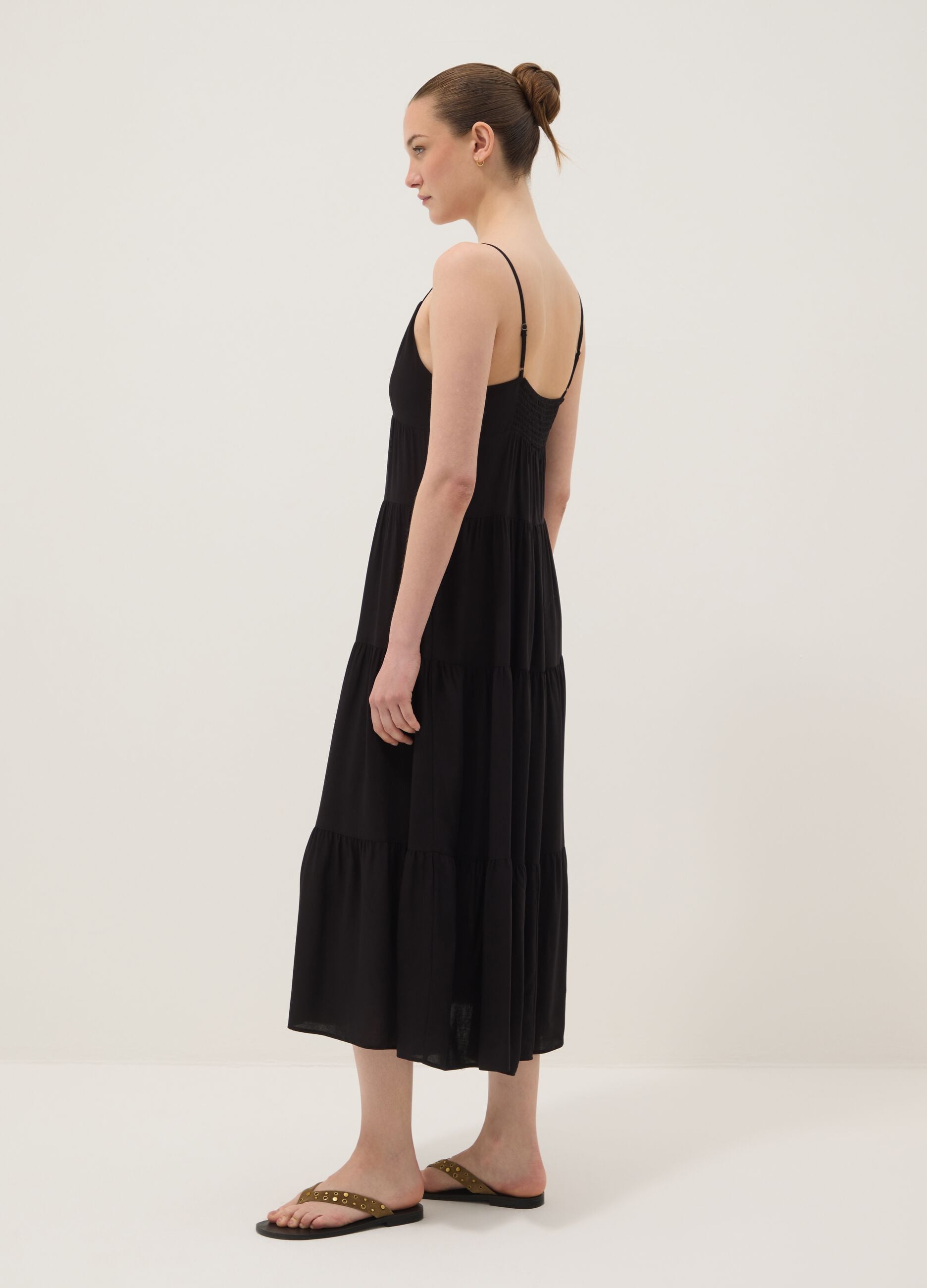 Long black dress in pure viscose