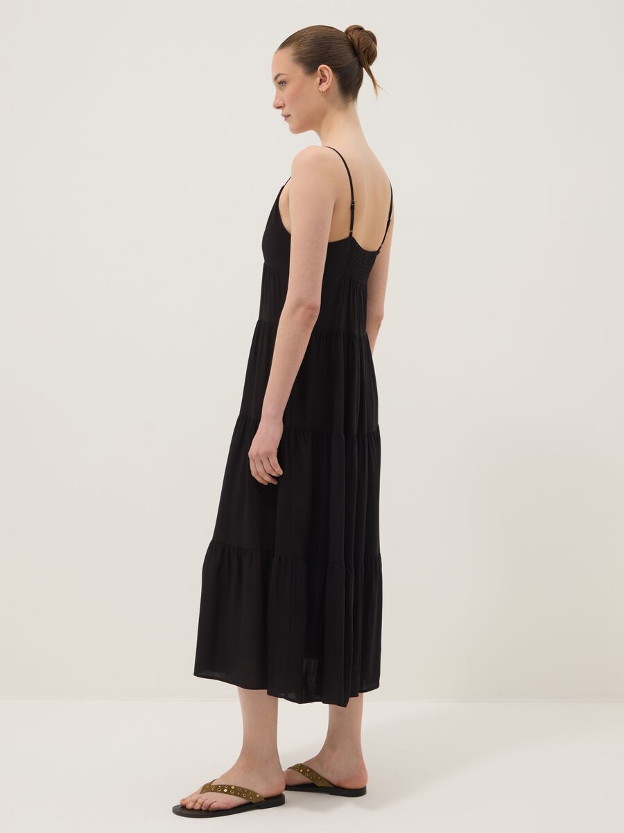 Long black dress in pure viscose_1