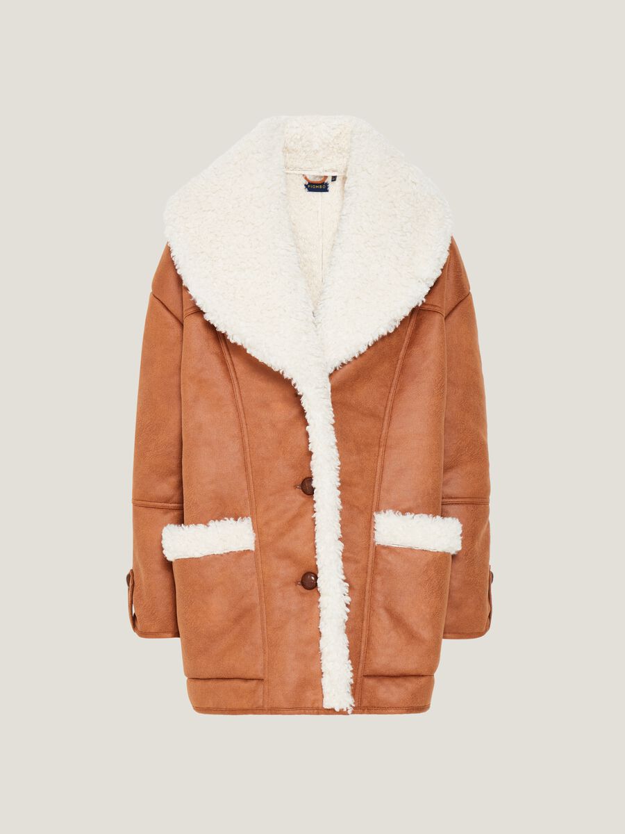 Oversize faux sheepskin jacket with sherpa lining_3
