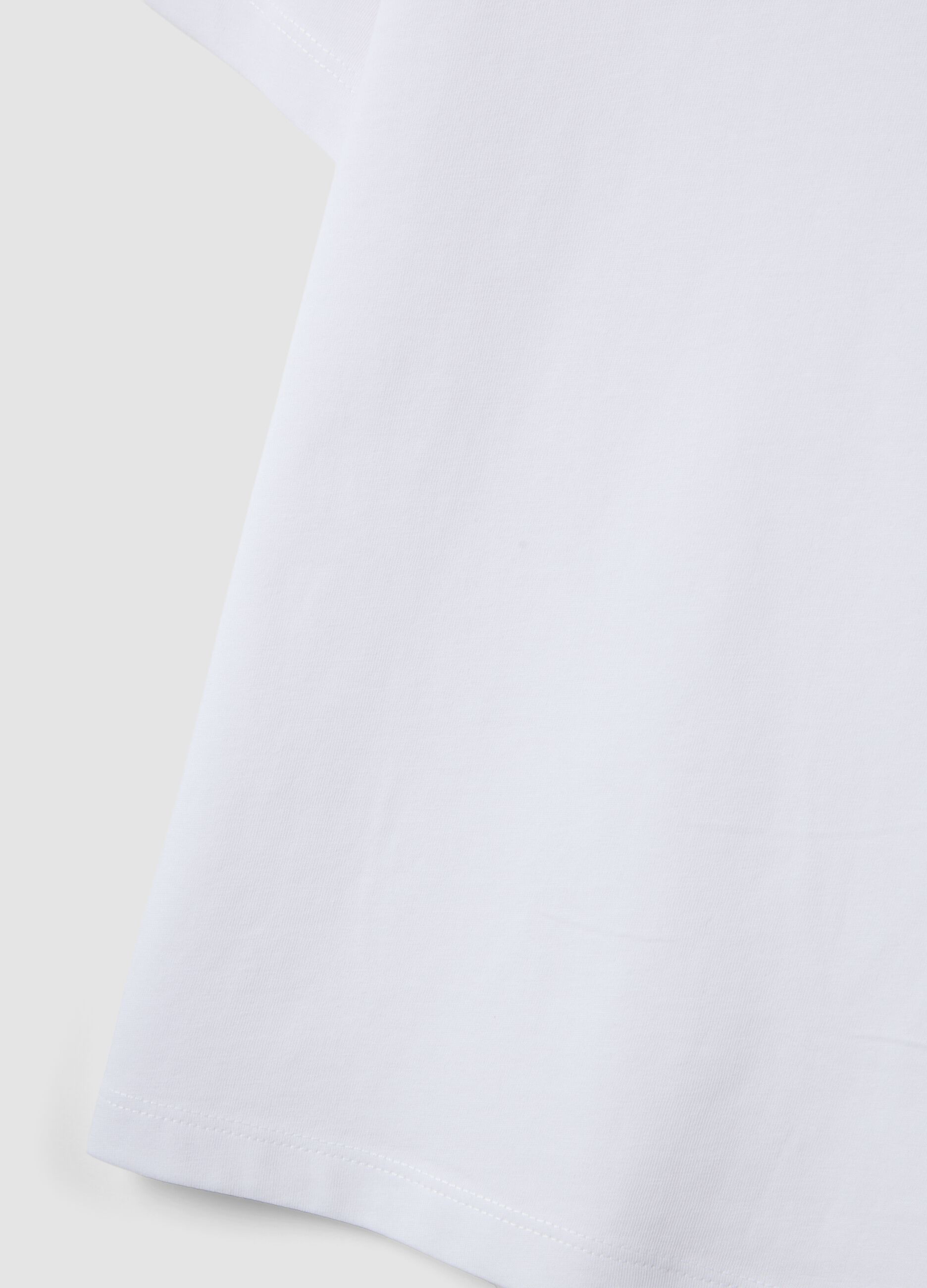 Boys&rsquo; white pure cotton T-shirt, regular fit