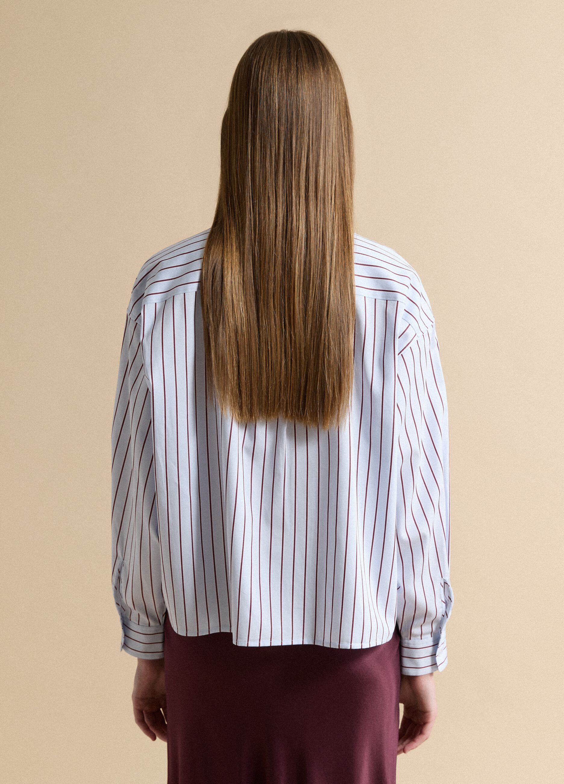 Blue striped pure cotton regular-fit shirt