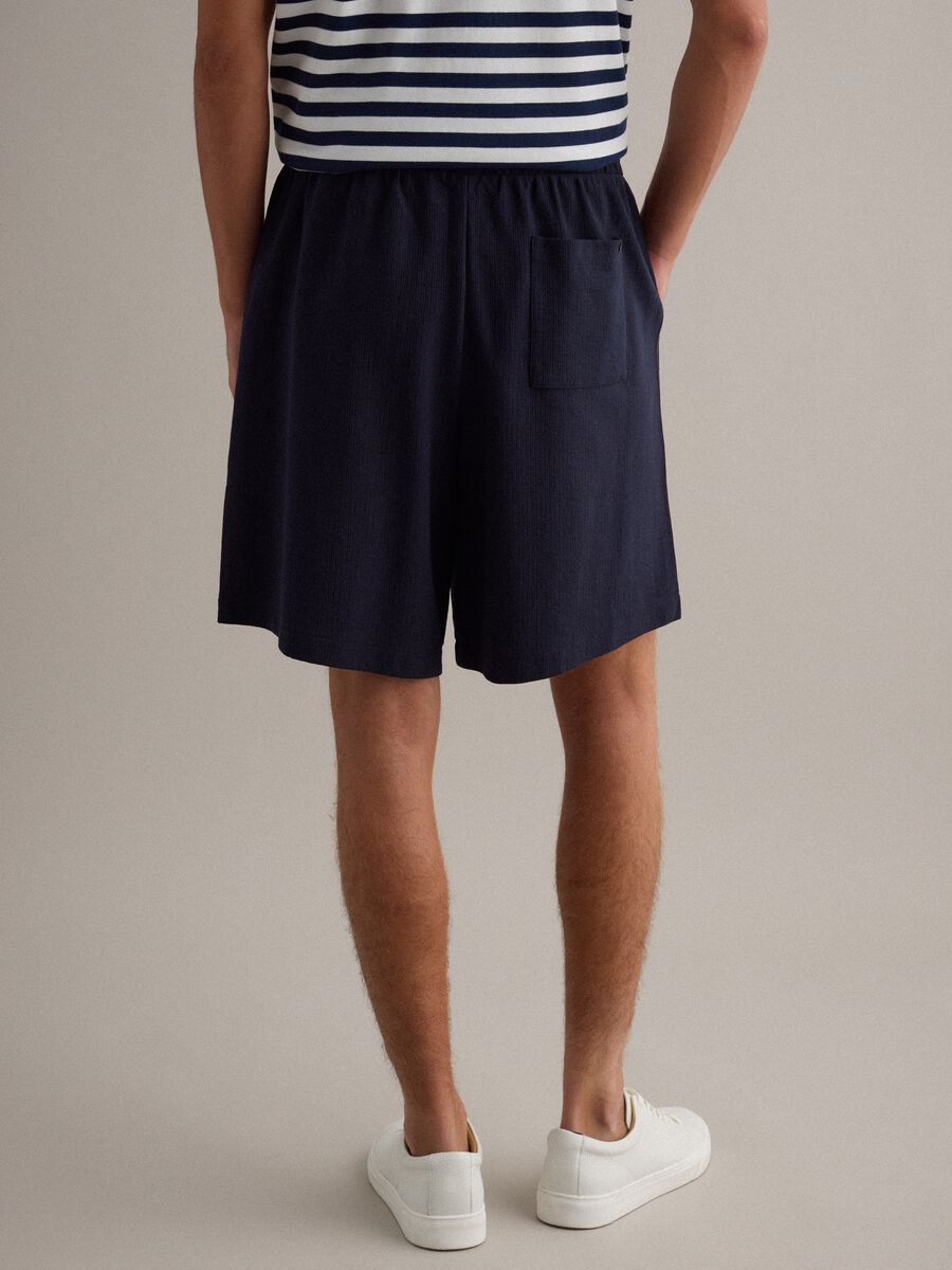 Blue cotton-blend relaxed-fit jogger shorts with drawstring_2