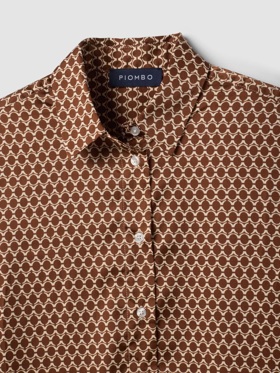Brown stretch-fabric shirt with regular fit graphic print_5