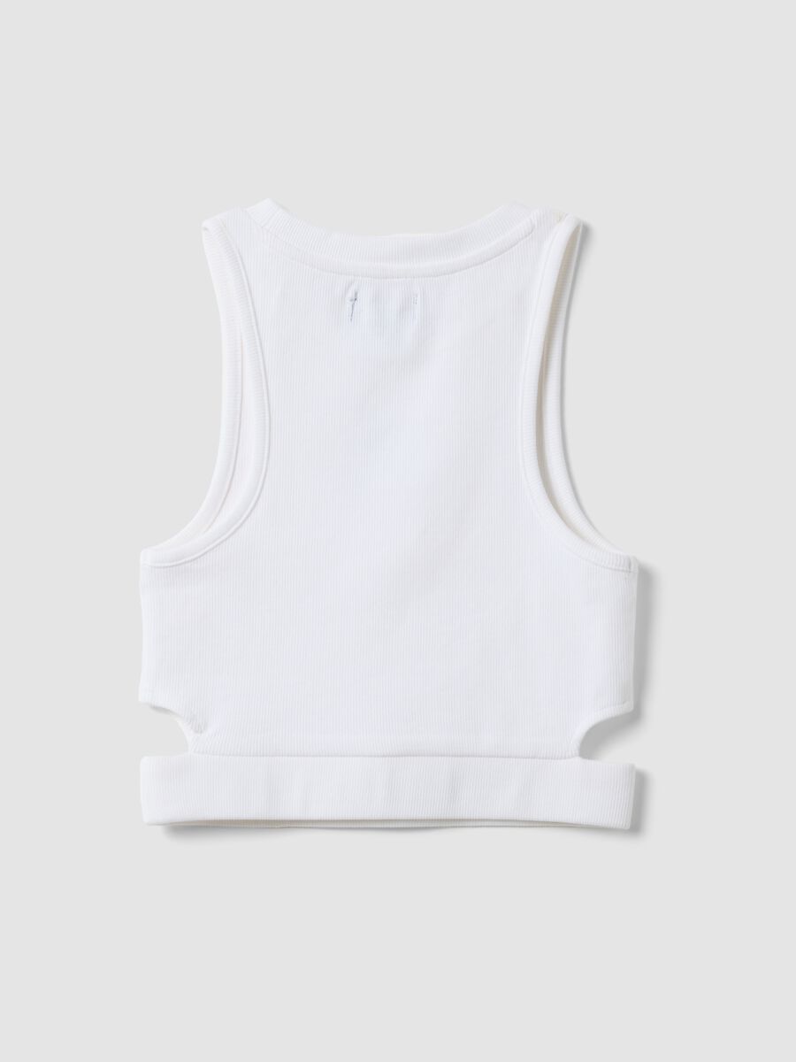 White stretch cotton cropped tank top_1