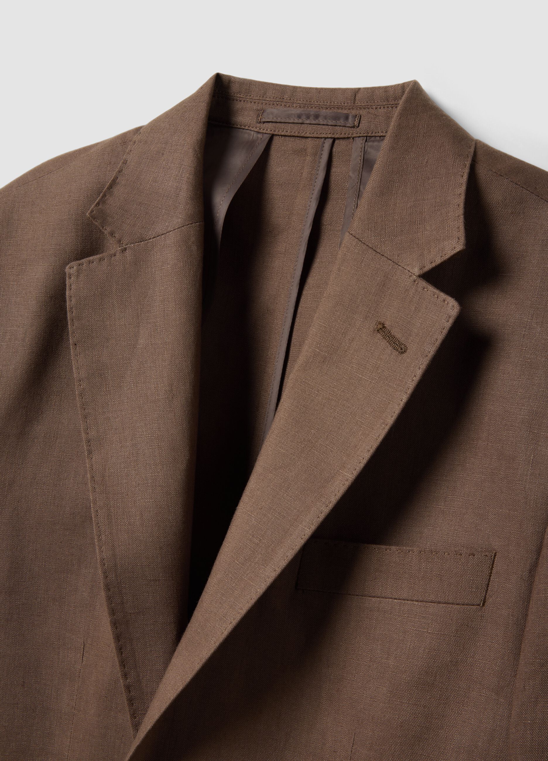 Brauner Slim-Fit-Blazer aus reinem Leinen