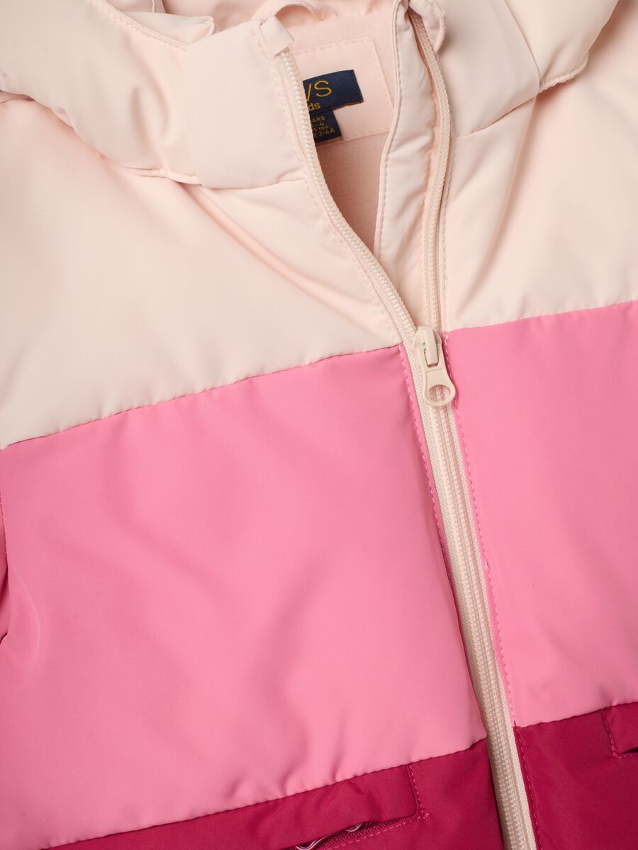Colour-block padded puffer jacket with removable hood_2