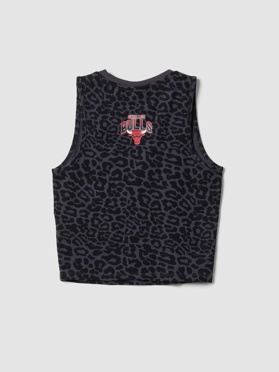 Schwarzes Tanktop aus elastischer Baumwolle mit Animal-Print_4
