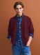 Red wool-blend cardigan with deep V-neck_0