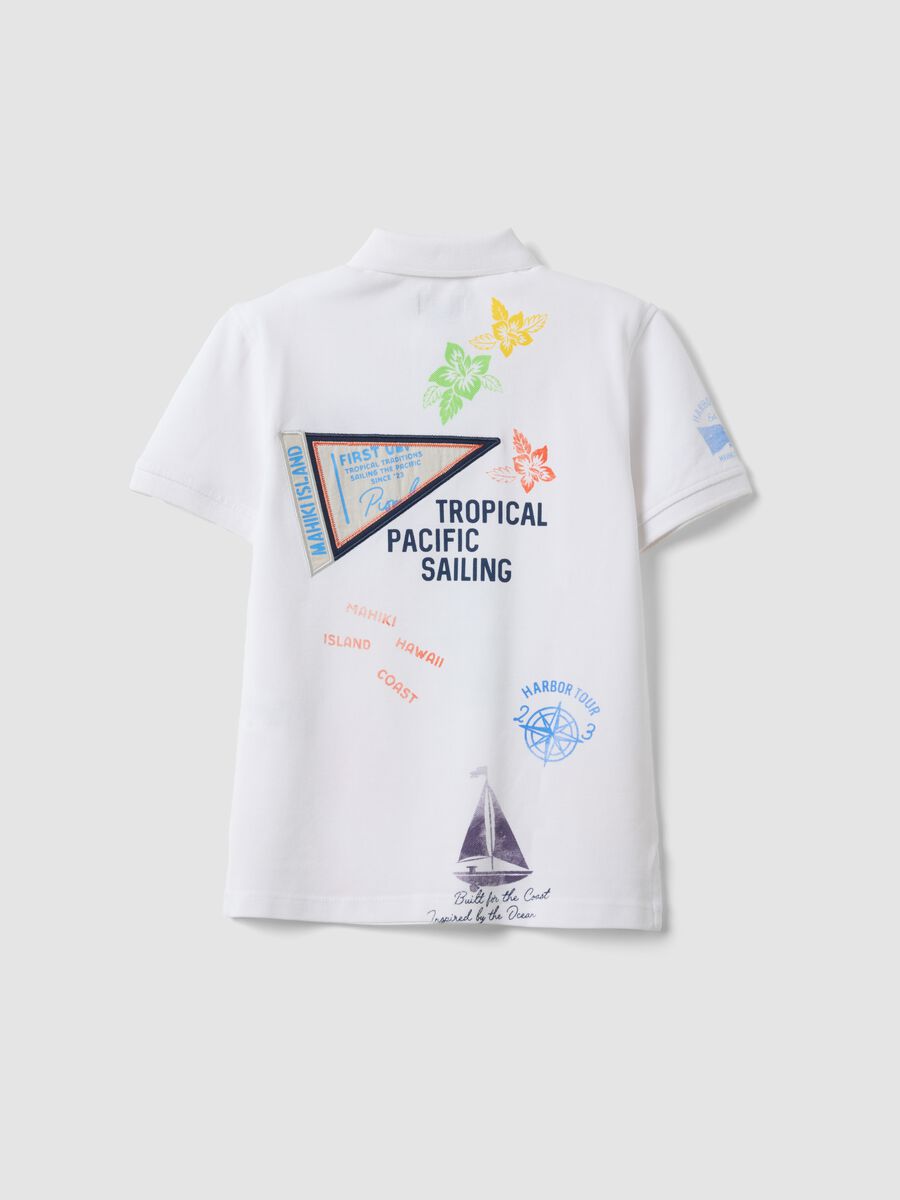 Weisses Kurzarm-Poloshirt aus reiner Baumwolle_4