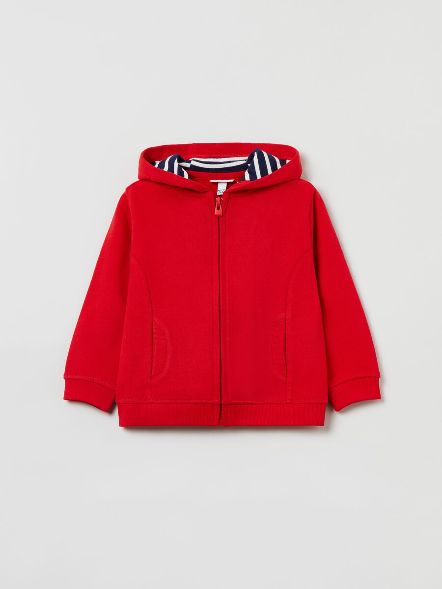 Full-zip sweatshirt with hood and striped lining_0