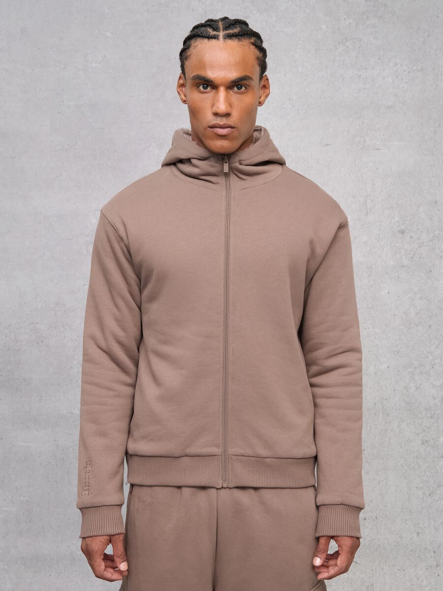 Reversible Teddy Full-Zip Hoodie Mocha_0