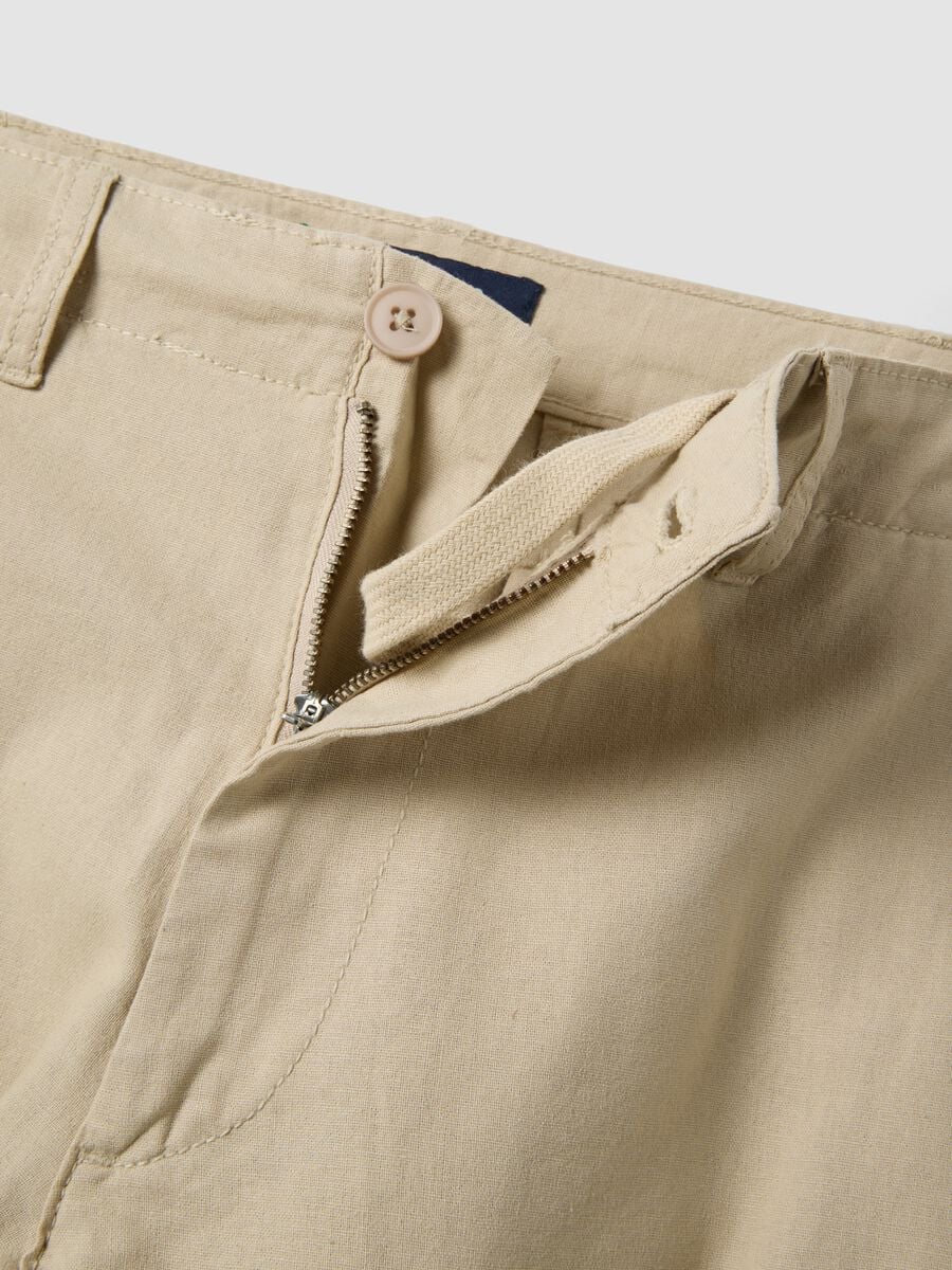 Beige Cargo-Hose in Leinen-Baumwollmix, Regular Fit_5