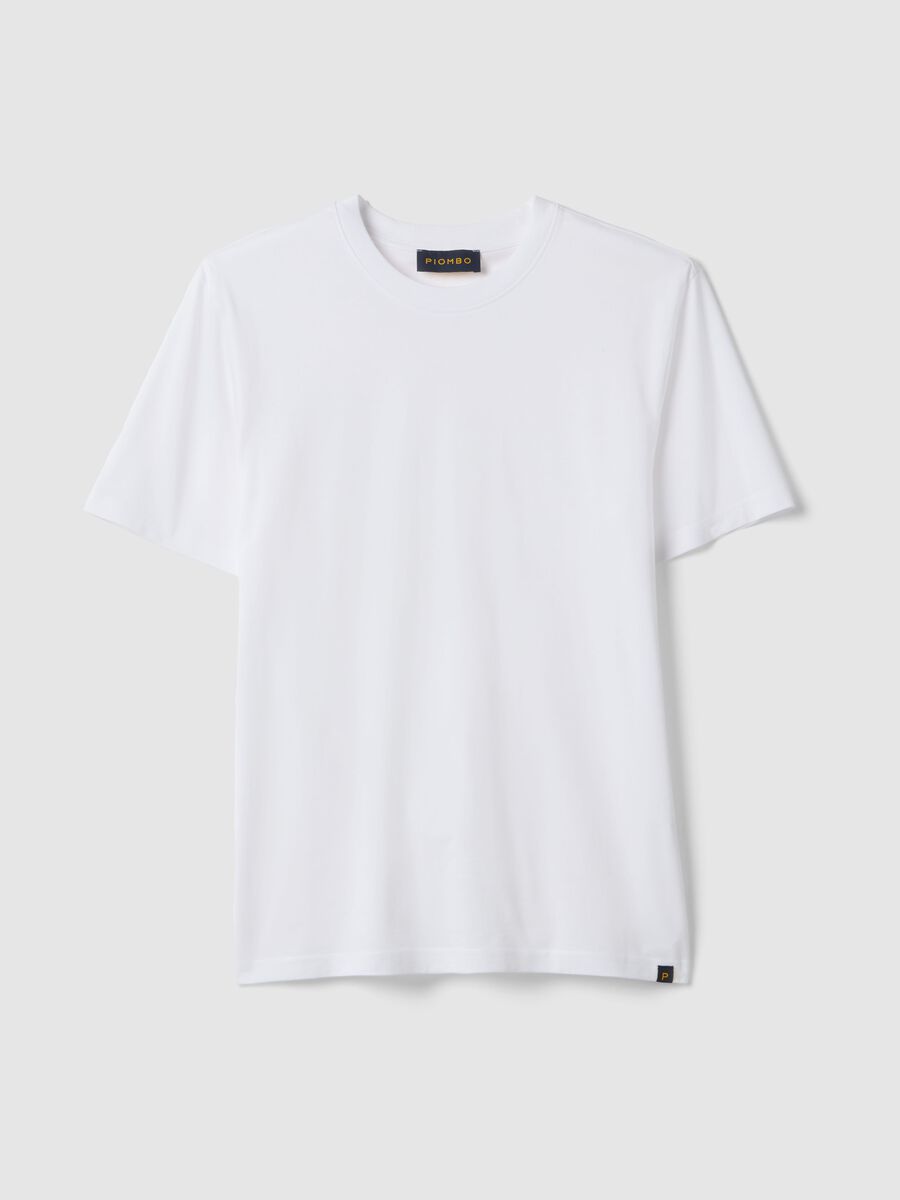 White pure cotton crew neck T-shirt with relaxed fit_4