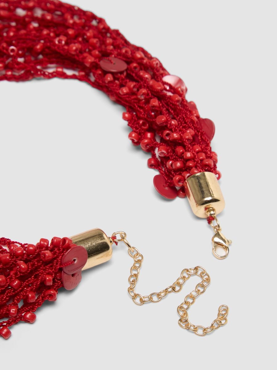 Red multi-layer necklace with adjustable clasp_2
