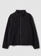 Giacca nera in tessuto elasticizzato con zip_4