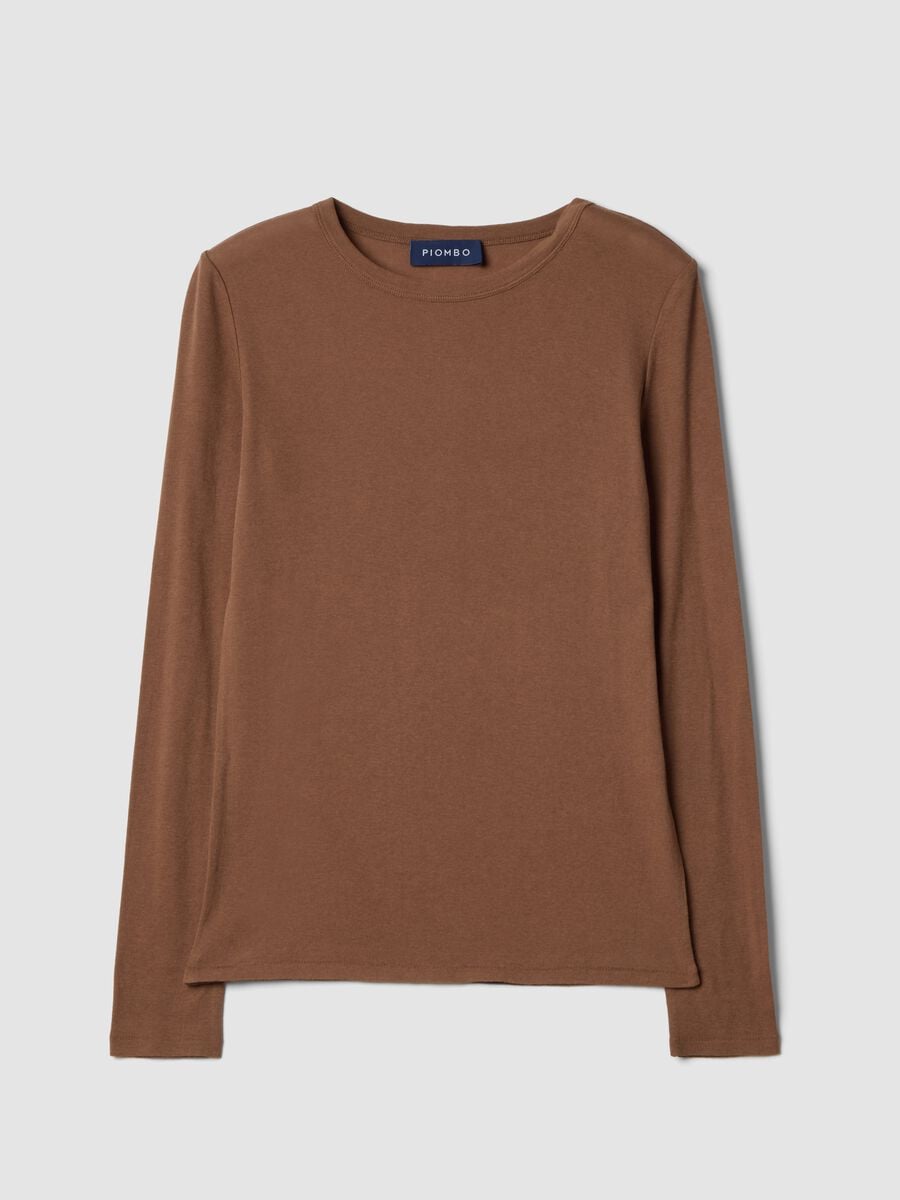 Brown crew-neck pure cotton jersey T-shirt_4