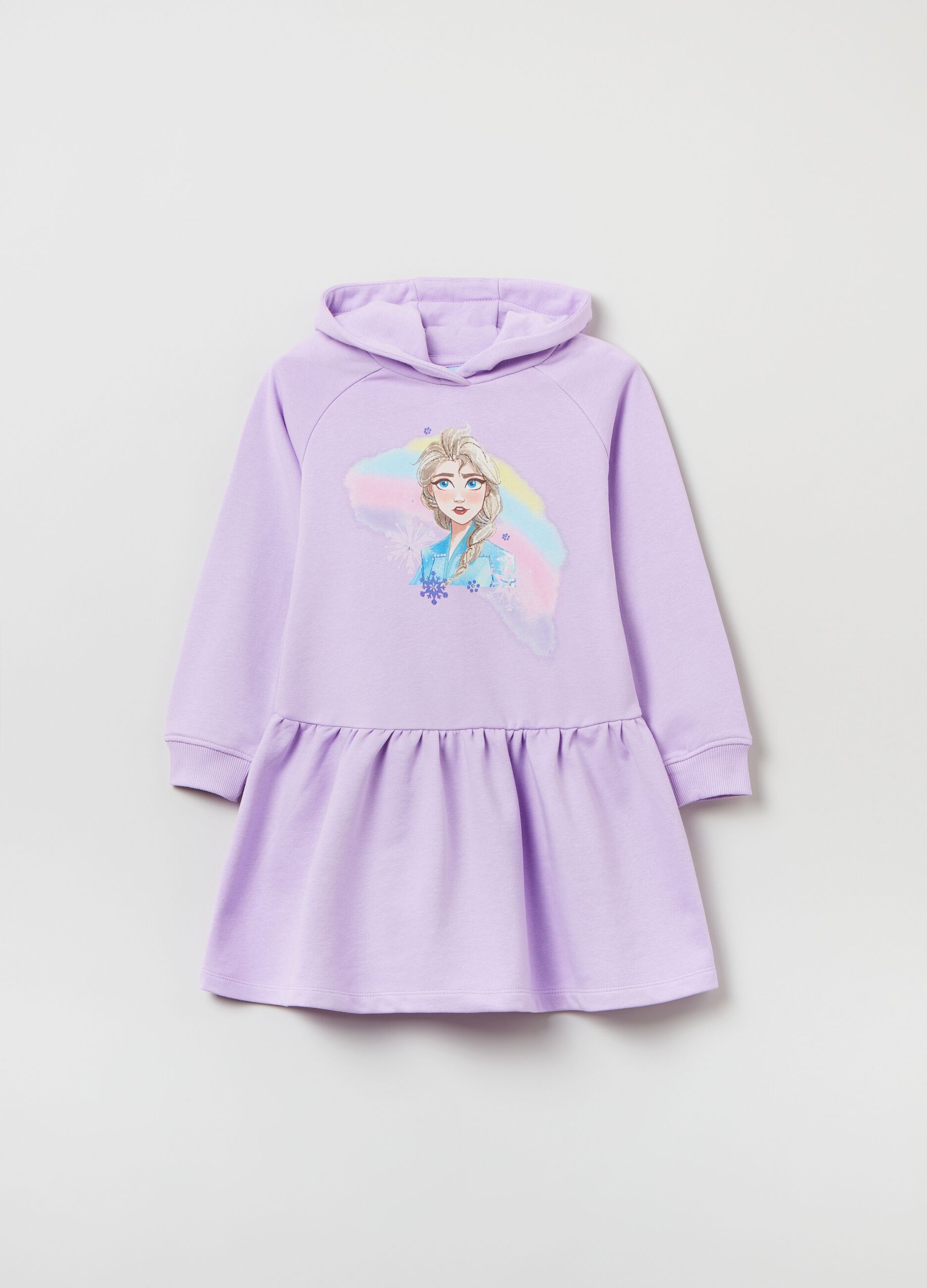 Plush dress with hood and Disney Frozen print