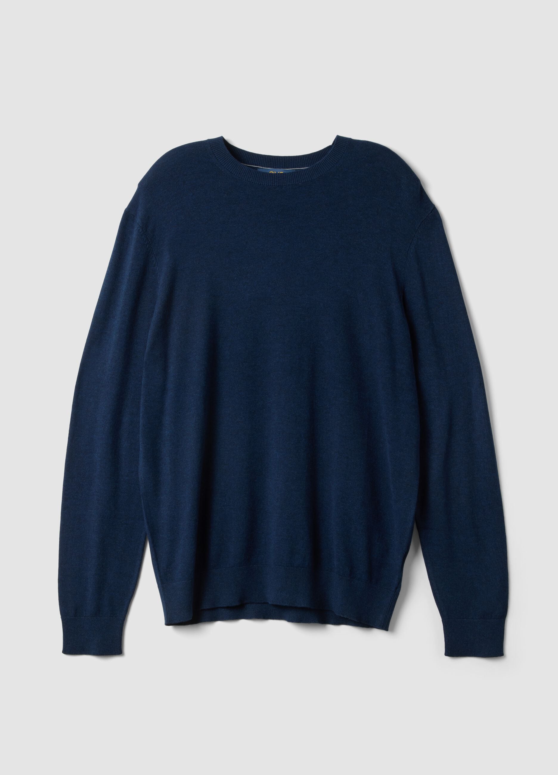 Blauer Rundhalspullover aus Viskosemix, Regular Fit