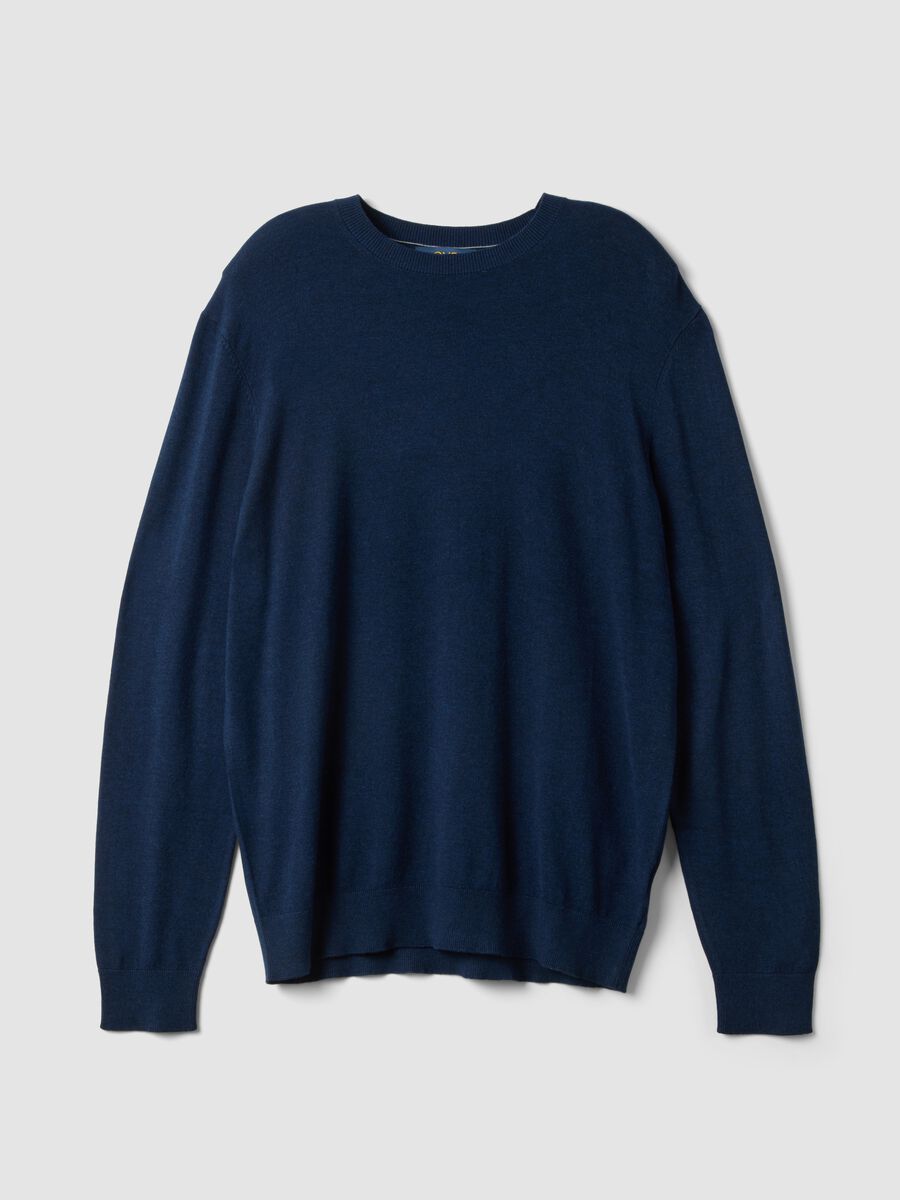 Blue crew-neck jumper in viscose blend, regular fit_3