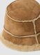 Brown genuine leather hat with shearling-effect trim_1