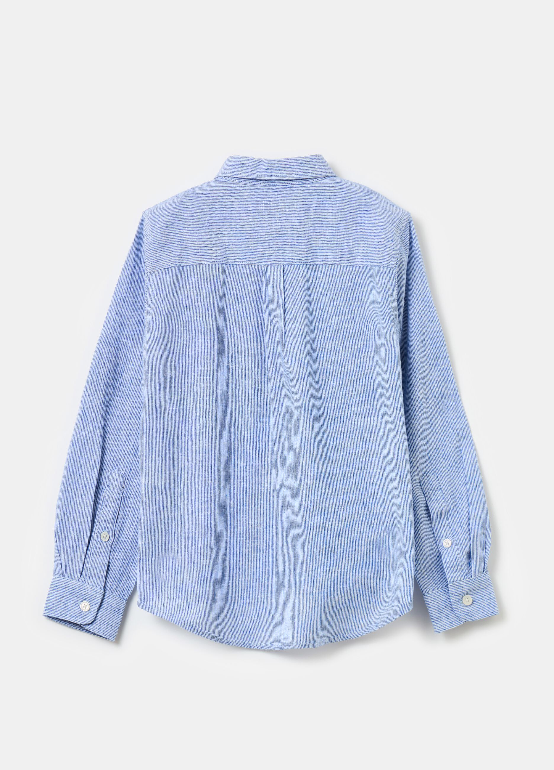 Camisa de rayas en mezcla de lino y algodón