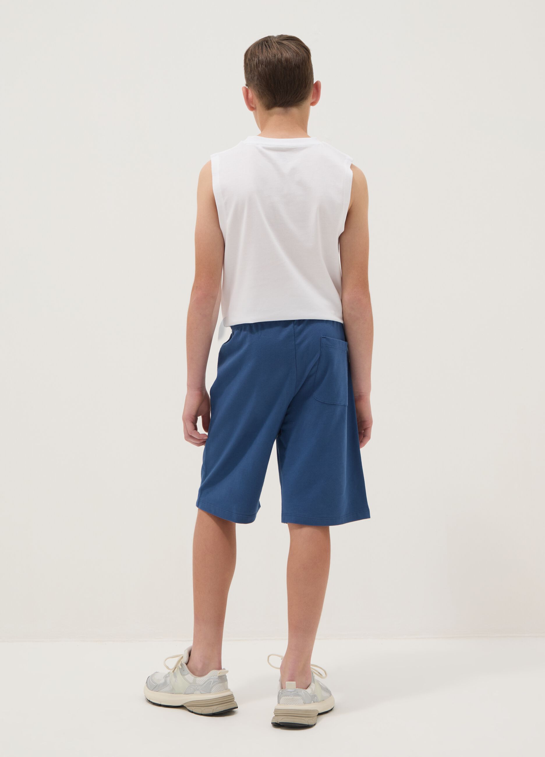Boy's regular fit blue pure cotton shorts