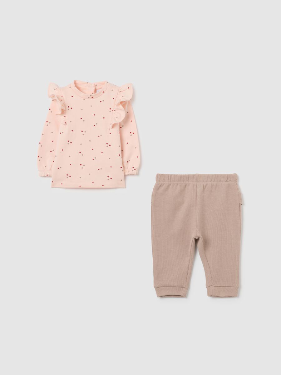 Baby girl set in pure beige cotton_0