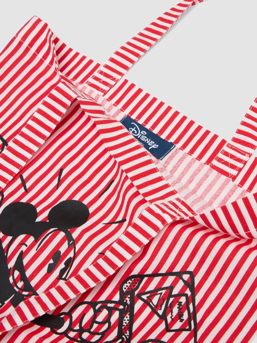 Red and white striped pure cotton tote bag with Mickey Mouse print_2
