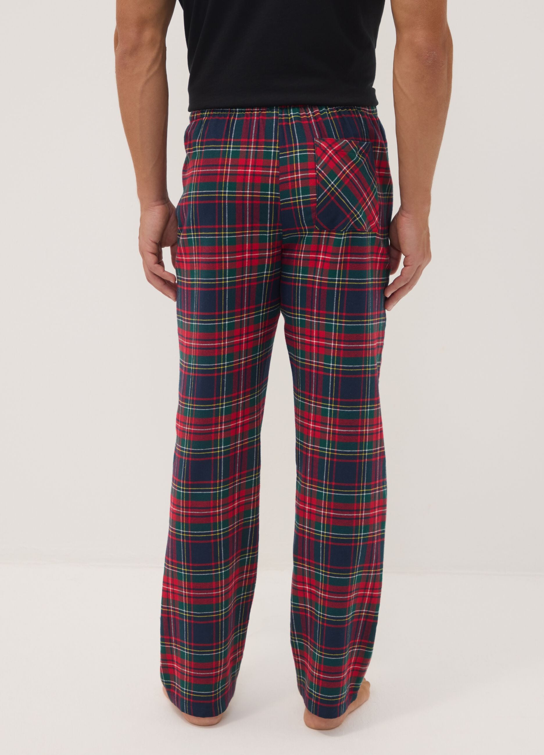 Red checked organic cotton flannel pyjama trousers
