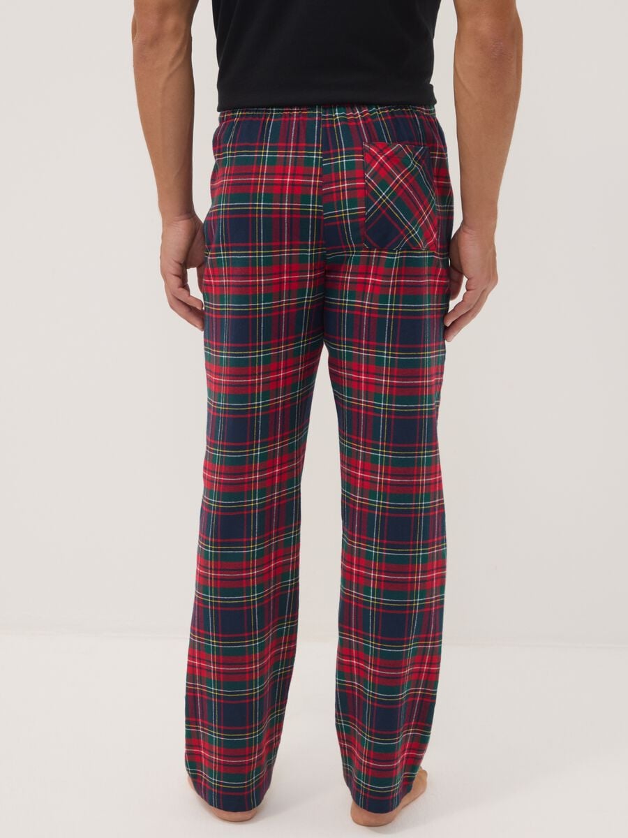 Red checked organic cotton flannel pyjama trousers_3