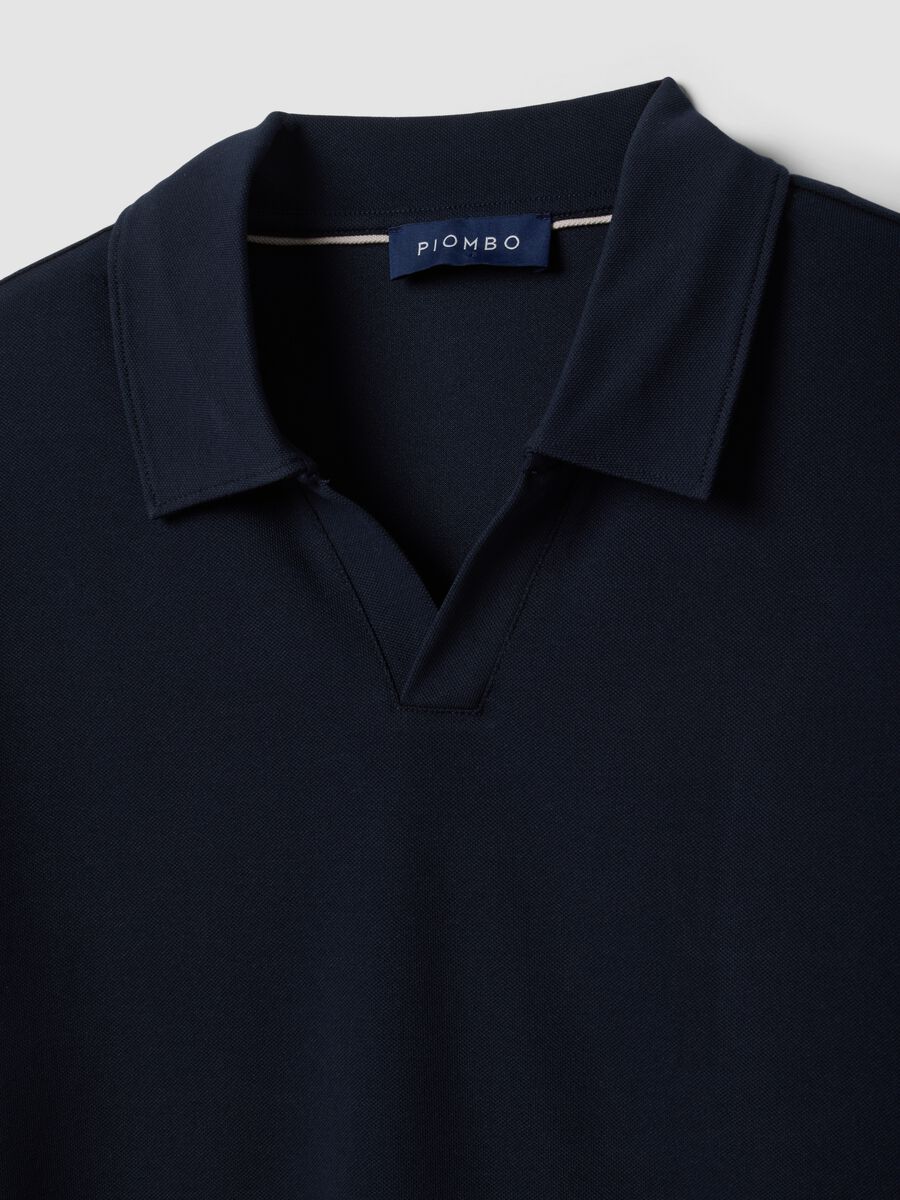 Navy 2-Way Stretch cotton polo shirt, regular fit_1