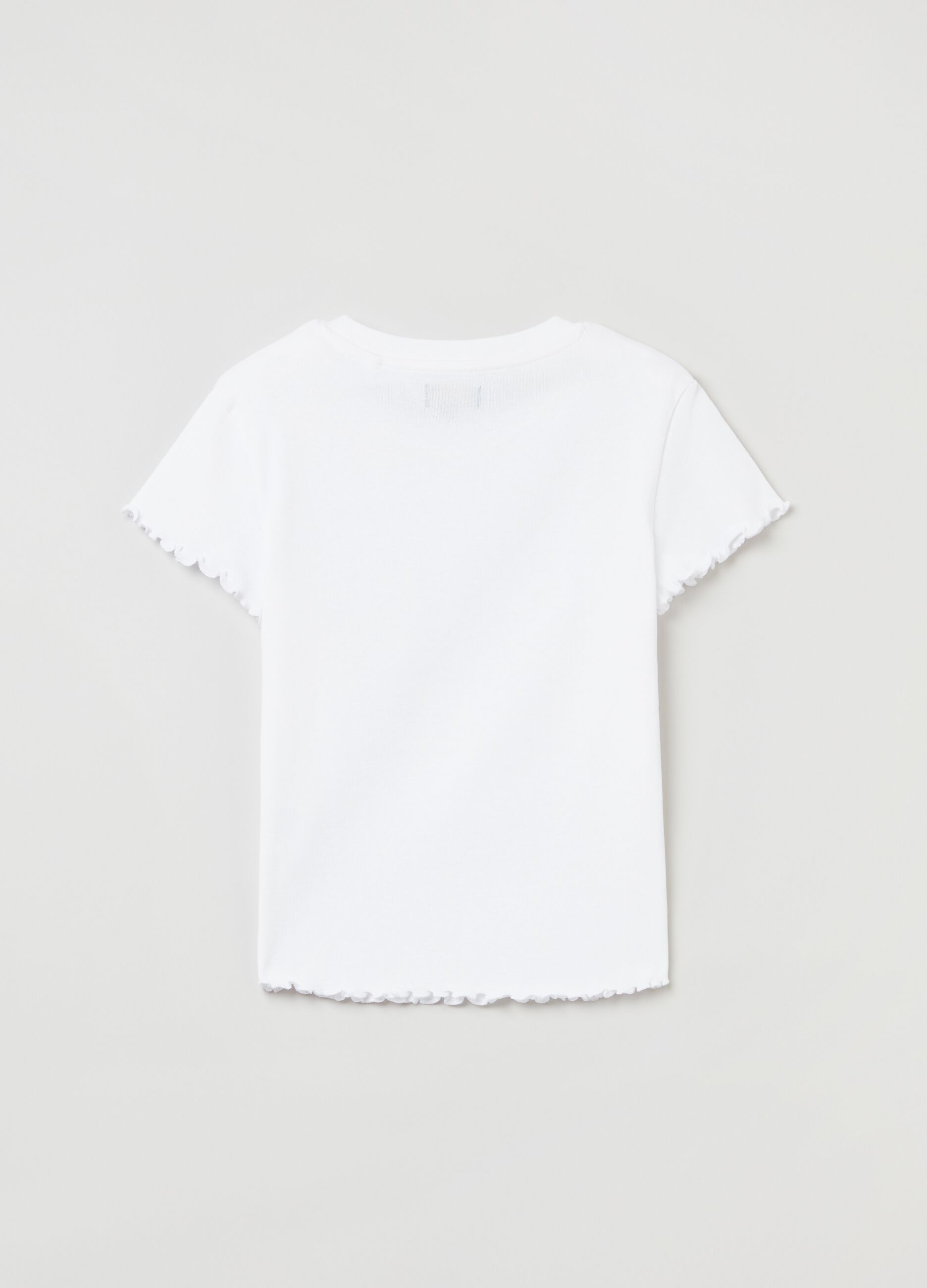 Camiseta de algodón con ribetes ondulados