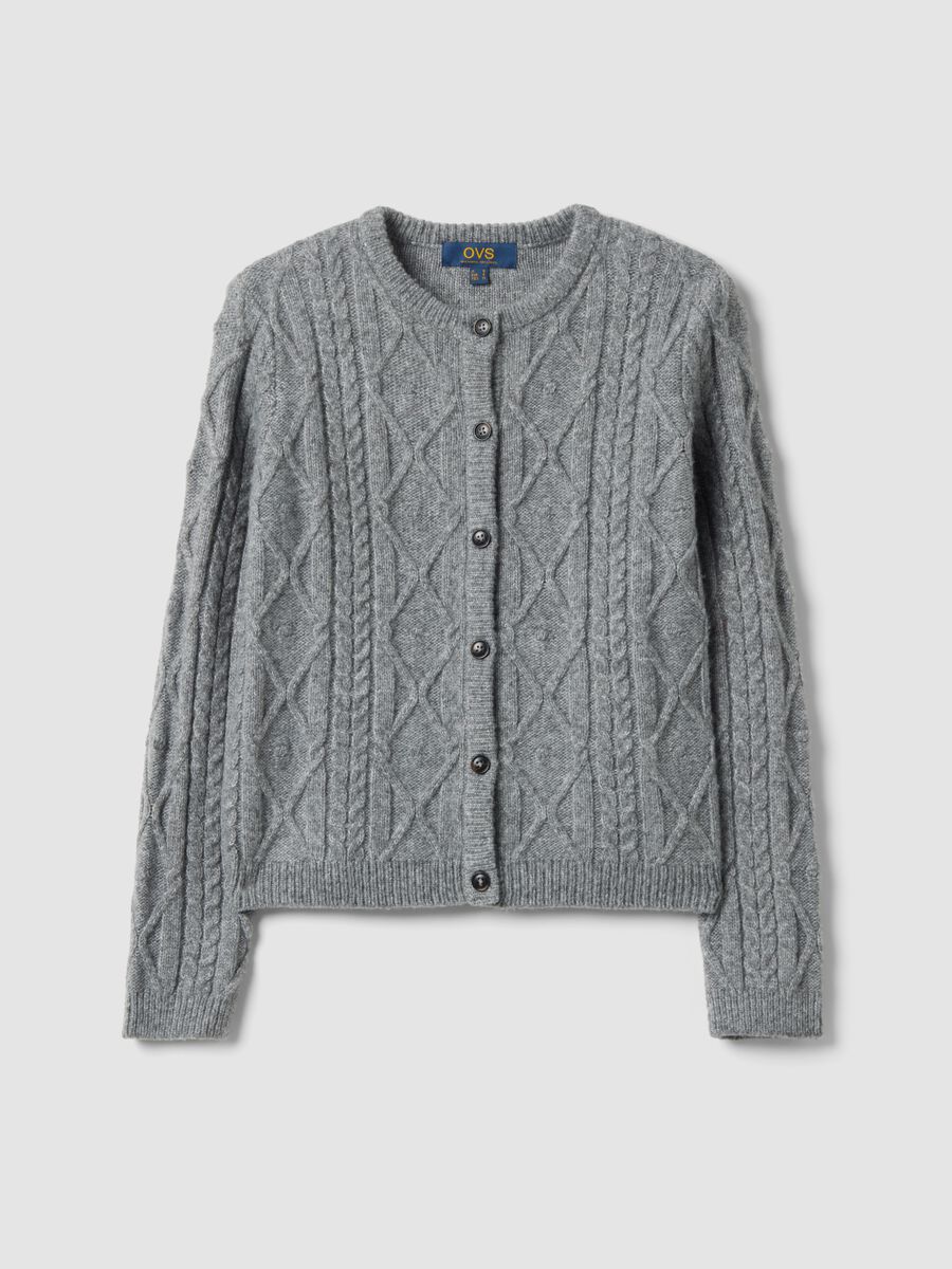 Graue Zopfstrick-Cardigan aus Wollmix_4