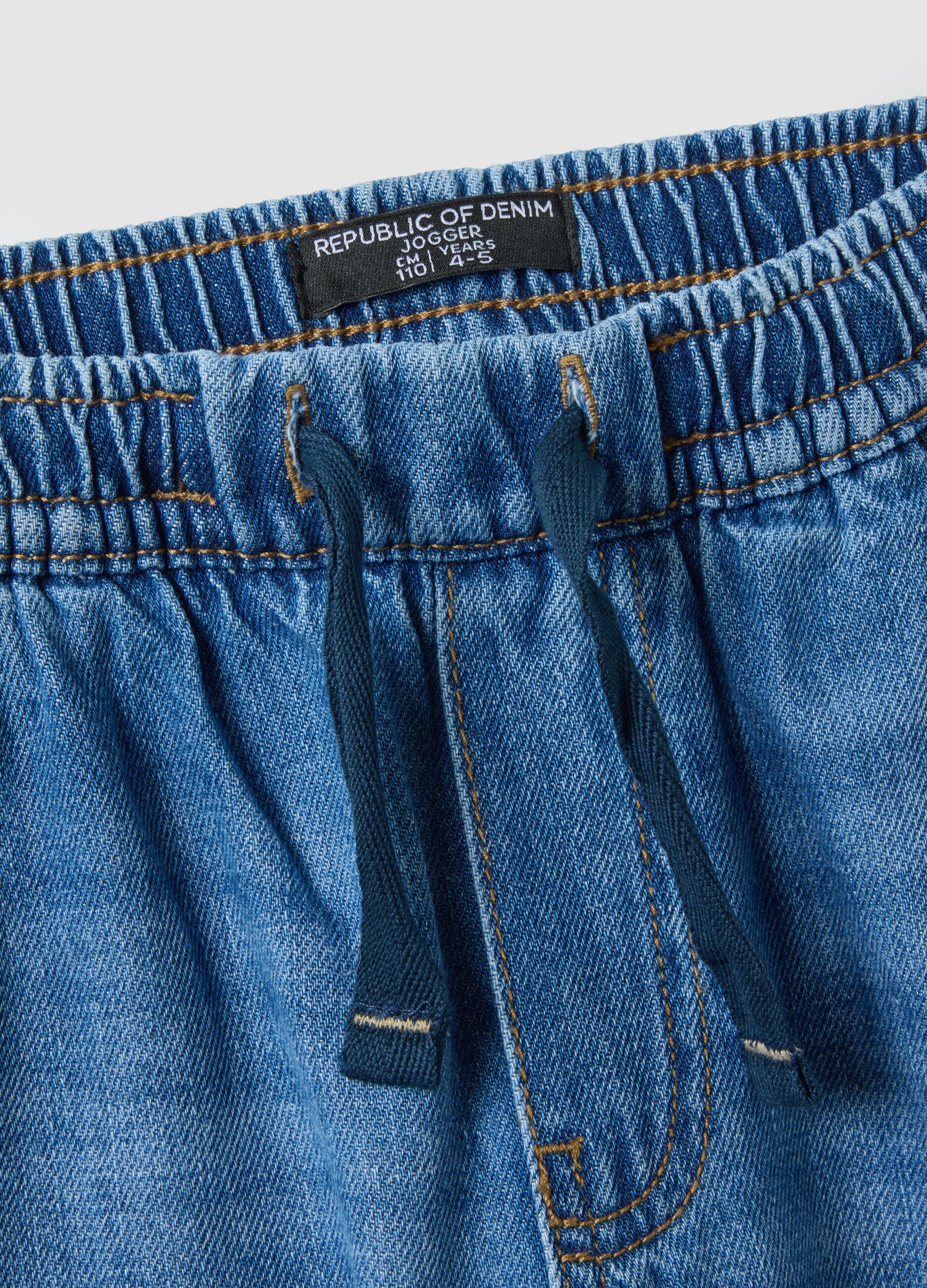 Boys' blue denim cotton blend relaxed fit jeans