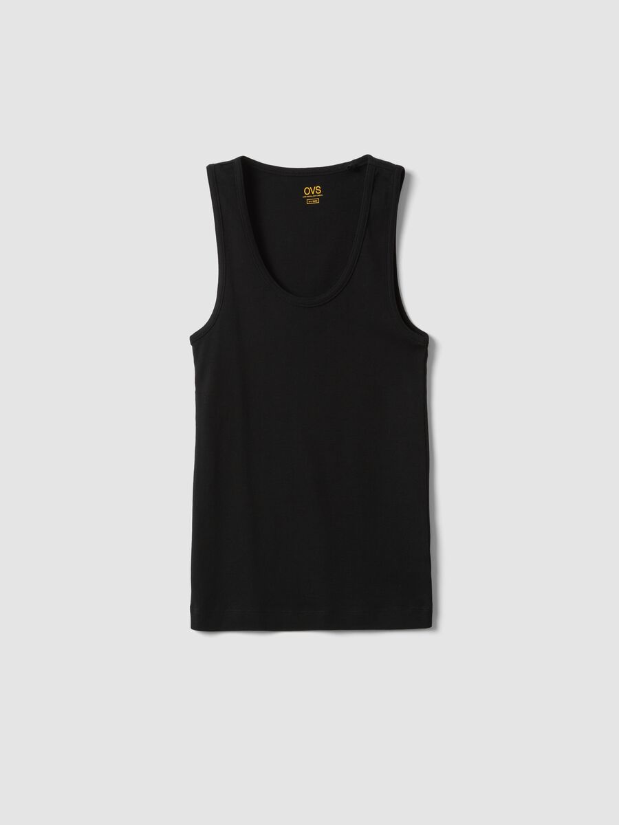 Black pure cotton tank top_0