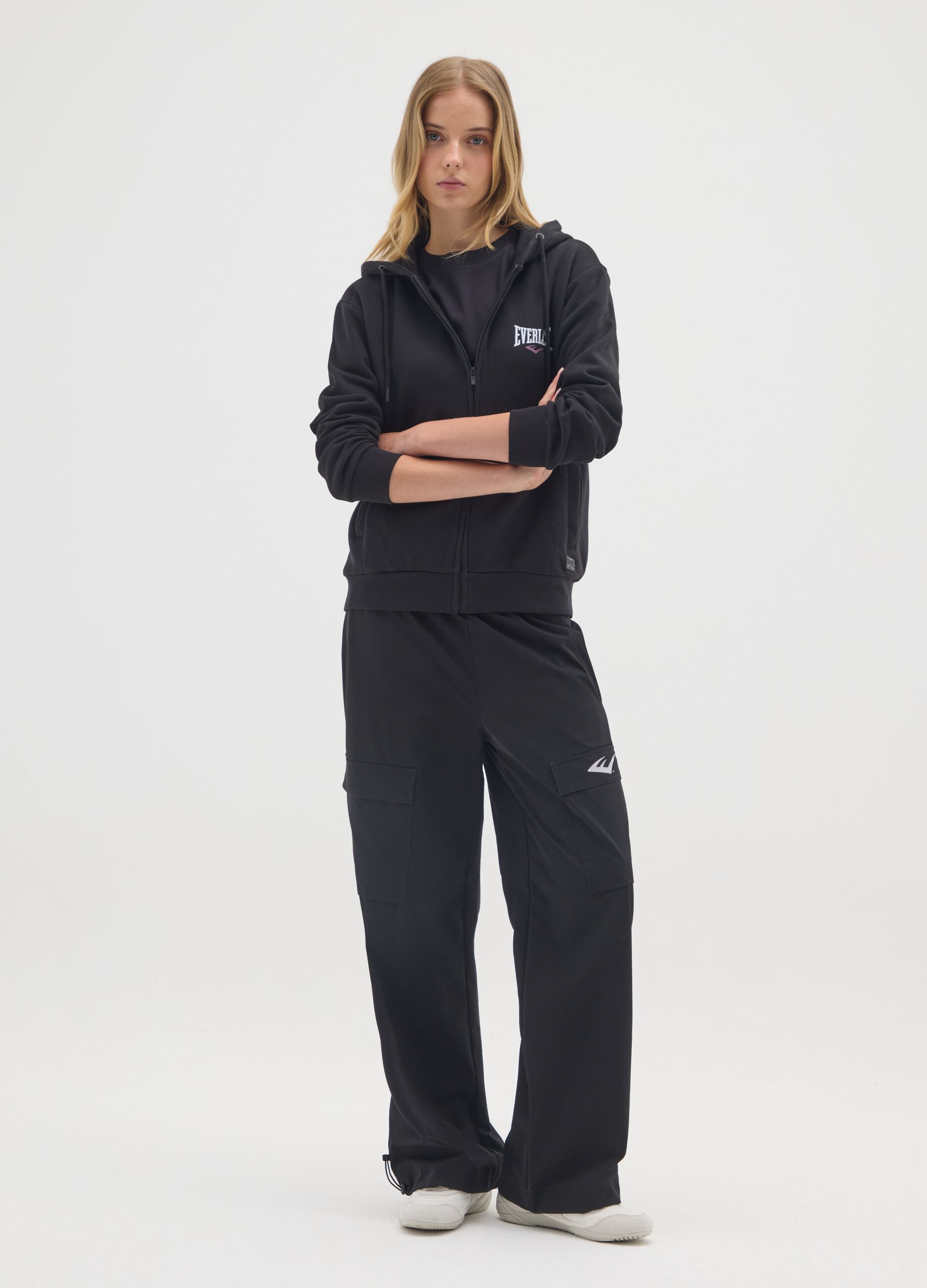 Black regular fit cotton blend sweatshirt