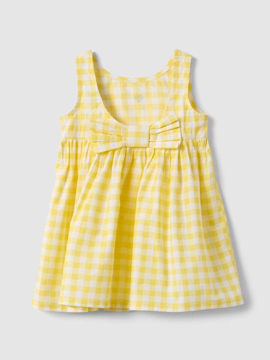 Multicoloured check pure cotton dress for girls with regular fit_1