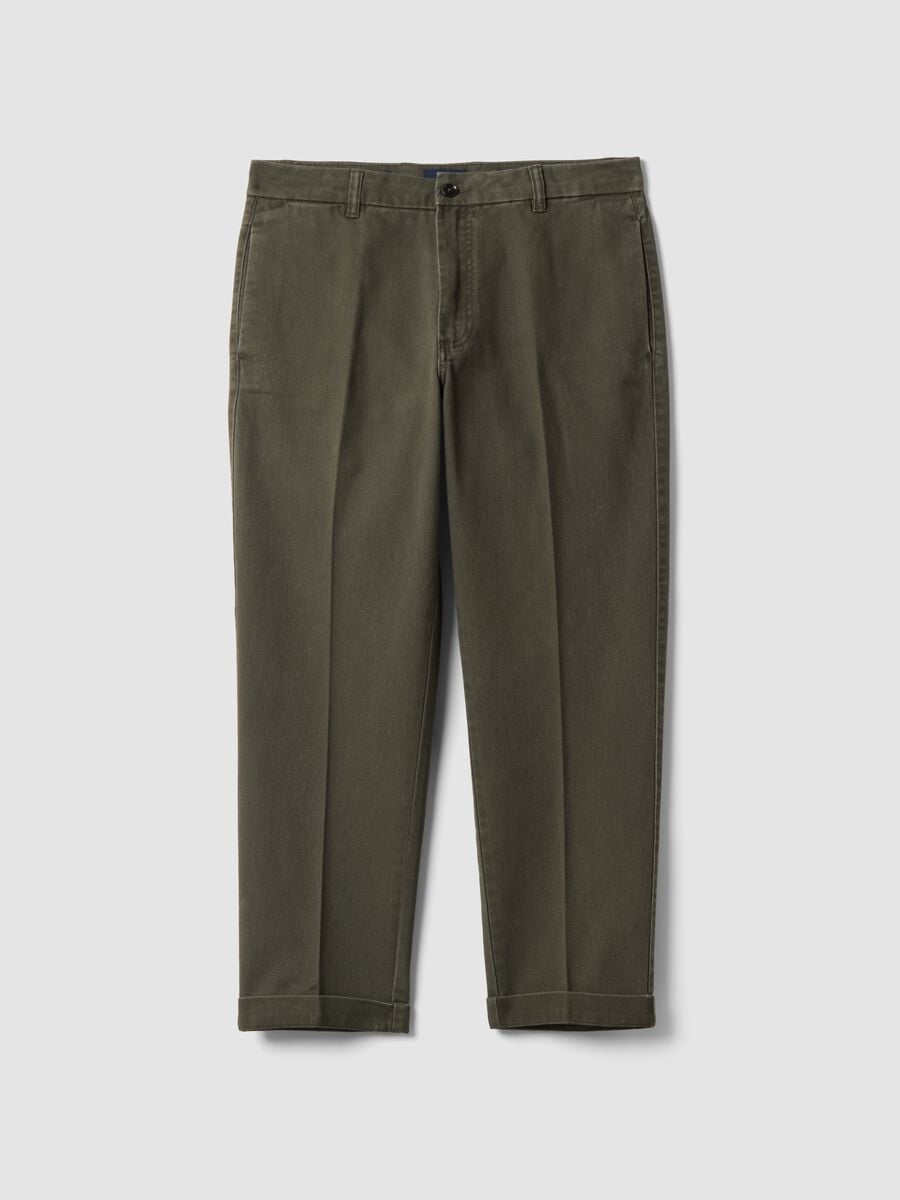Green pure cotton carrot-fit chino trousers_5