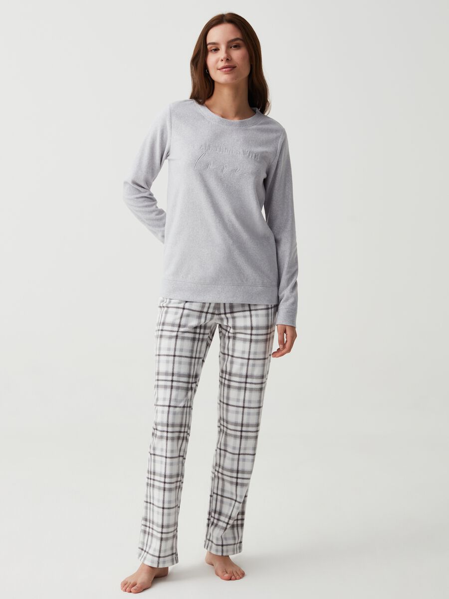 Pyjama bottoms in fleece with tartan pattern_0