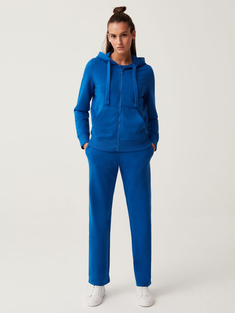 Fitness wide-leg joggers in fleece with drawstring_0