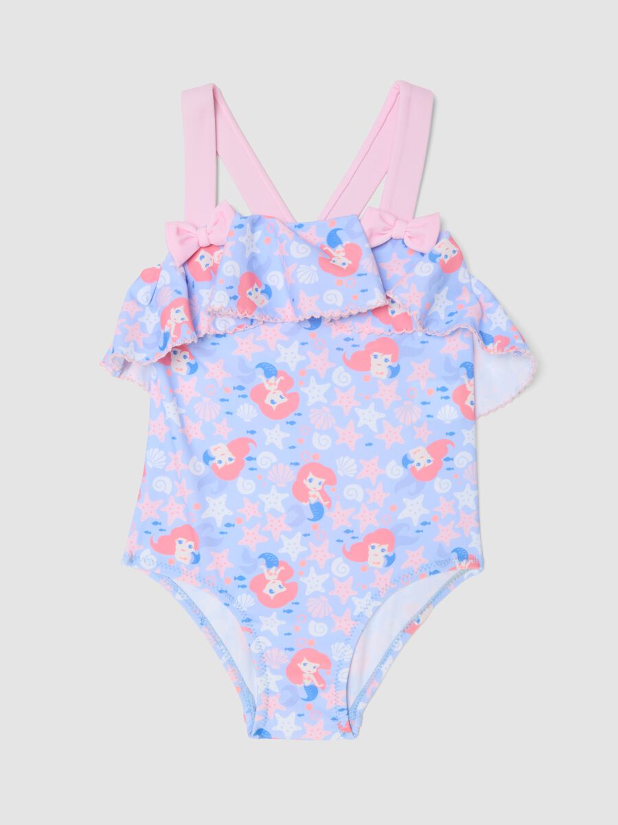 Baby girls&rsquo; light blue stretch swimsuit with frills_0