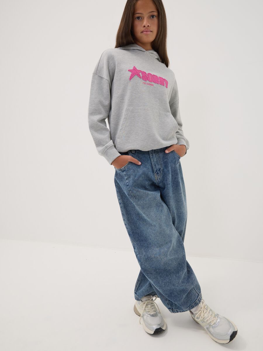 Pure cotton denim balloon-fit jeans for girls_0